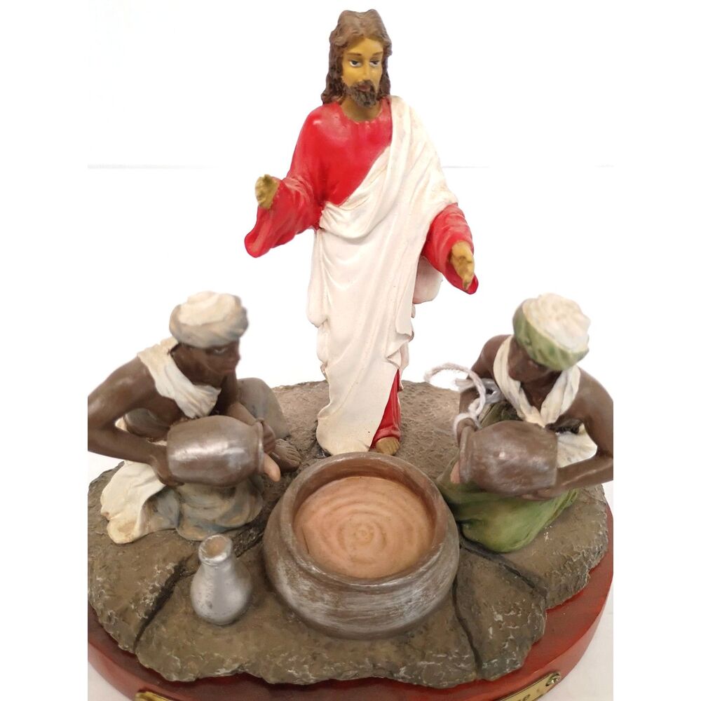 Vintage Jesus Wedding in Cana Figurine Water to Wine Religious Statue Diorama